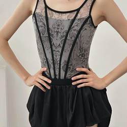 Ballet Practice Clothes, Dance Clothes, Adult Gymnastics Clothes, One-Piece Art Exam Clothes, Mesh Printed Chinese Classical Dance Clothes
