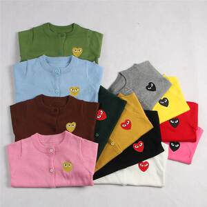
Children's knitted cardigan jacket round neck pure cotton boy and girl baby sweater outside with autumn and winter small and medium-sized children's clothing love embroidery
