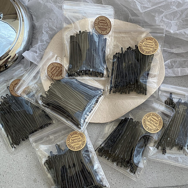 Basic black clip one-word hairpin hairpin for women with side broken hair bangs hairpin headdress bow-shaped arc clip steel clip