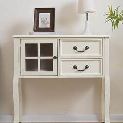 American-Style Solid Wood Entryway Cabinet, Living Room Entrance Hall Decorative Cabinet, Simple Retro Side Cabinet, Wall-Mounted Long Table