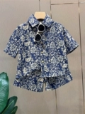 Tide, детский костюм мальчика цветочника, летняя летняя одежда, рубашка, нарукавники, комплект, коллекция 2023, в западном стиле, популярно в интернете, короткий рукав