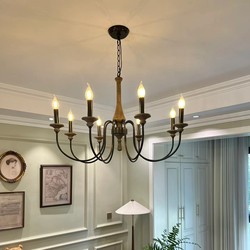 American Retro Chandelier Living Room Bedroom Dining Room Lamp French Country Homestay Solid Wood New High-End Candle Lamp