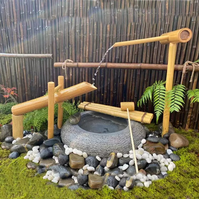 日式青石石缽庭院擺件曲陽石雕園林流水生財組合戶外花園水景造景