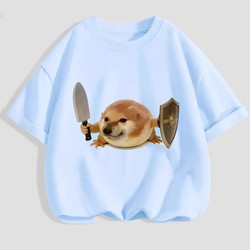 [My Sword and Shield] Children's Fun Cartoon T-Shirt Short Sleeve 2026 New Style Kids' Clothing Boys Girls Pure Cotton Clothes