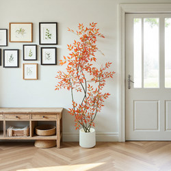 High-End Artificial Green Plant, Nandina Bamboo Decoration, Light Luxury Indoor Living Room Large Potted Plant, Floor-Standing Ornament, High-End Artificial Flower