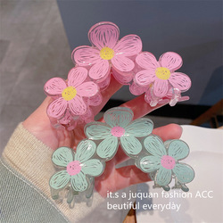 Acrylic New Hand-painted Graffiti Flower Catch Clip Fashion Sweet And Cute Girl With Small Flower Hair Catch On The Back Of The Head