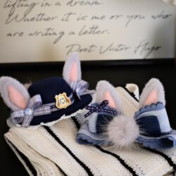 LAOSHU Rabbit Police Officer Hair Accessories Judy Headwear Rabbit Hairpin 3D Bow Zootopia Hat Hair Clip