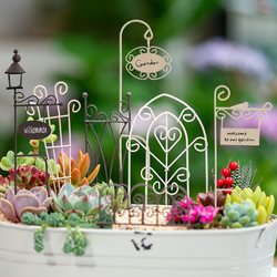 Retro Simple European-Style Wrought Iron Flower Holder Succulent Flower Pot Small Green Plant Potted Decoration Ornament Insert Card Garden
