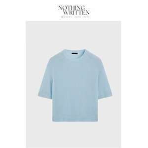 
[Ready Stock] Nothing Written Narchi Gentle Blue Round Neck Short Sleeve Sweater Sweater