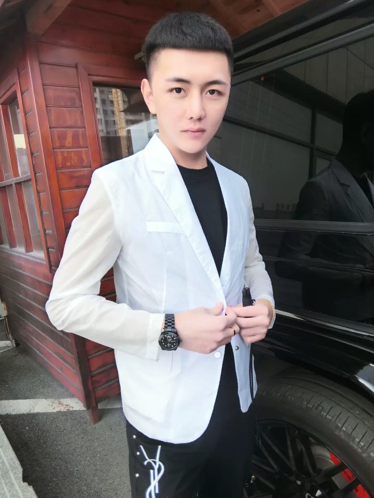 皇家男爵v網紅快手王老大同款夏季男西服外套防曬衣