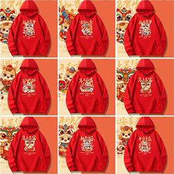 Red Sweatshirt for the Year of the Horse, Unisex Fleece Hoodie, Class Uniform, New Year's Day Team Building Hooded Jacket