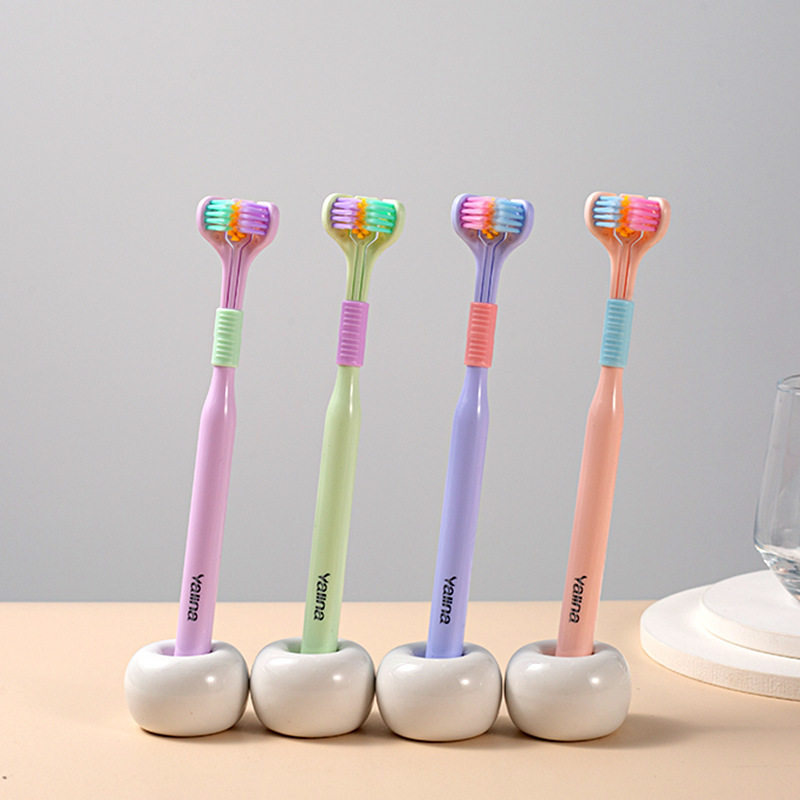 두인 신제품 인기상품 야리나 삼면칫솔 마카롱컬러 성인 혀 긁기용 삼두 U자형 칫솔-