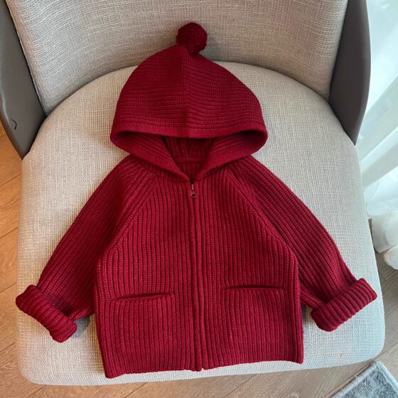 Girls cardigan sweater 2025 new style boys and girls knitted hoodie children fashionable baby thickened spring and autumn jacket