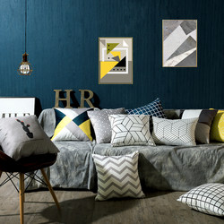 Simple Modern Geometric Black and White Pillow Cushion Gray Blue Striped Plaid Nordic Pillow Cover Living Room Sofa Cushion