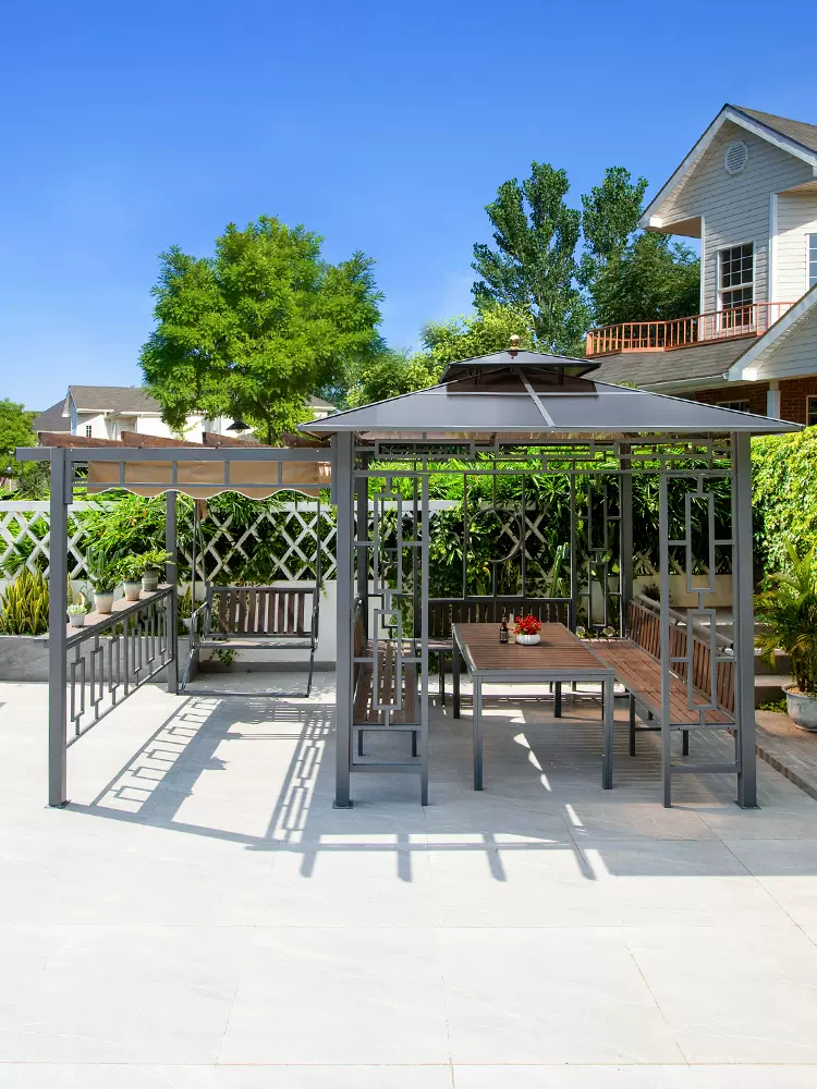 户外凉亭葡萄架别墅庭院中式现代室外遮阳棚休闲楼顶露台花园亭子