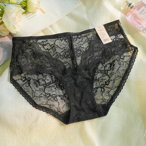 
Wutong Bestie Panties Women's Medium Low Waist Boxer Briefs Pure Desire Sexy Lace Breathable Comfortable Hollow Quick-Drying Skin Friendly