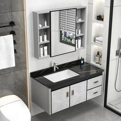 Space Aluminum Alloy Bathroom Cabinet Set, New Thickened Integrated Washbasin, Bathroom Rock Slab Washstand