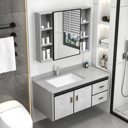 Space Aluminum Bathroom Mirror Cabinet, Washbasin Set, Integrated Ceramic Toilet Washbasin Cabinet Combination