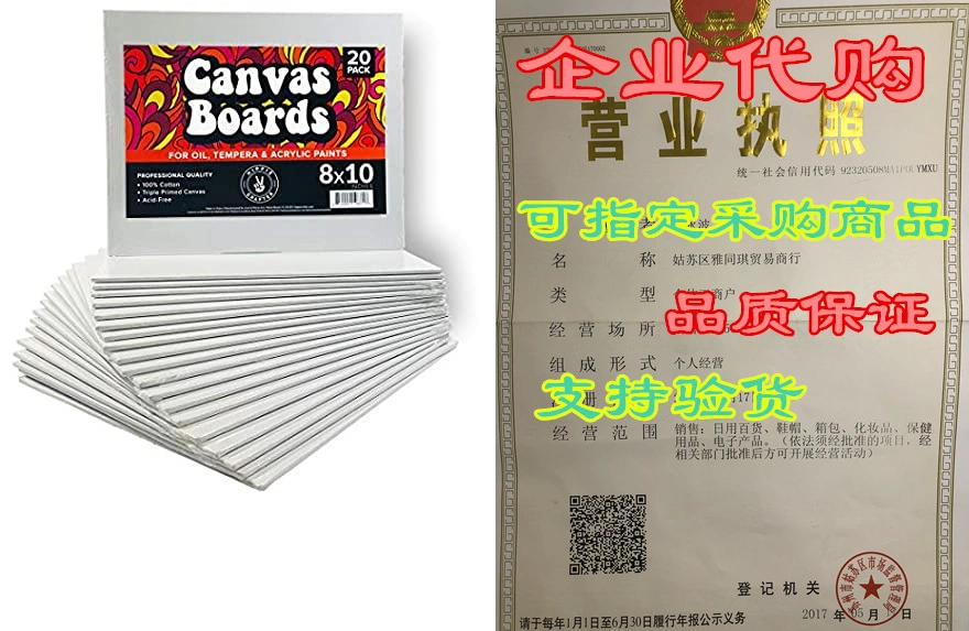 20 Pack Canvas Boards for Painting 8x10 Blank Art Canvase-Taobao