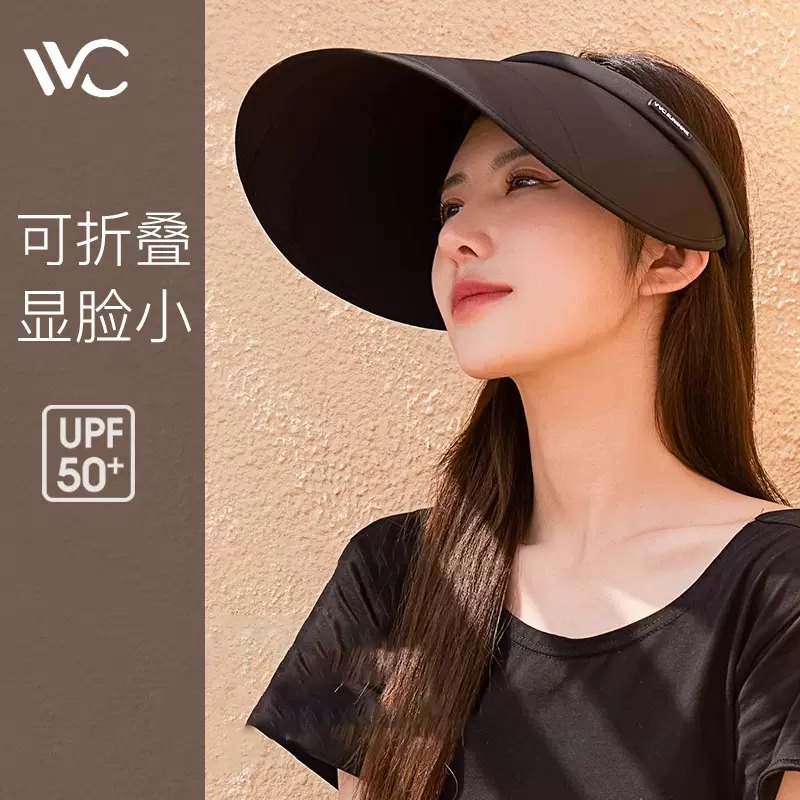 vvc防晒帽女防紫外线遮脸运动户外空顶太阳帽子夏天遮阳帽小香风-Taobao Singapore