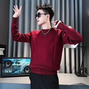 
Solid color sweater for men, versatile black inner sweater, bottoming shirt, autumn and winter new trendy brand handsome casual sweater