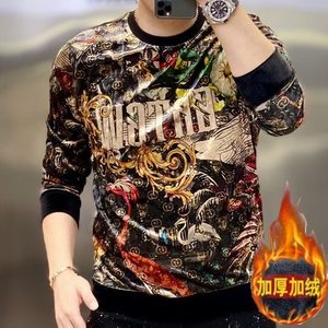 
2025 Autumn New Warm Men's Fashionable Personalized Round Neck Sweatshirt Versatile Casual New Style Sweatshirt Inner Style