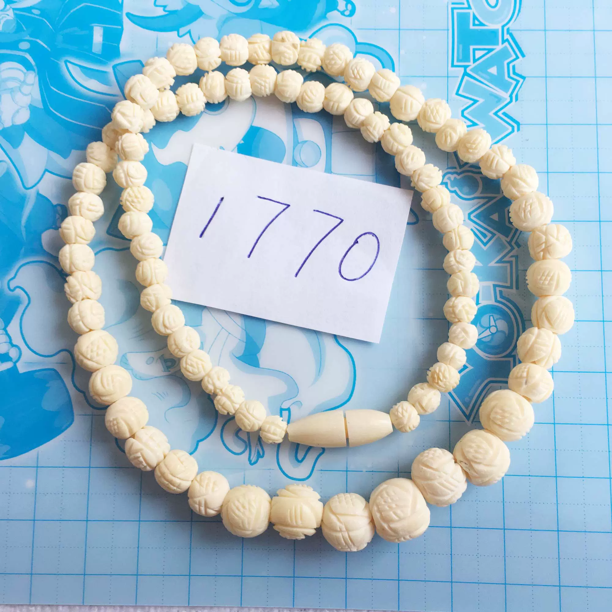 小懒猴夏目屋古董孤品天然骨雕项链vintage NO.1770-Taobao