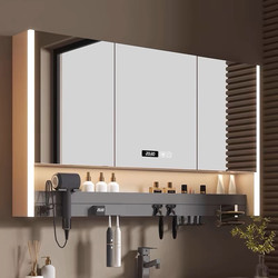 New Multifunctional Smart Bathroom Mirror Cabinet with Hair Dryer, Toothbrush Sterilizer, Shelf, Ambient Light, Bathroom Mirror Cabinet