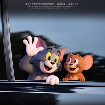 3D three-dimensional cat and mouse cartoon cute sticker car window glass waterproof decorative sticker body scratches mask sticker