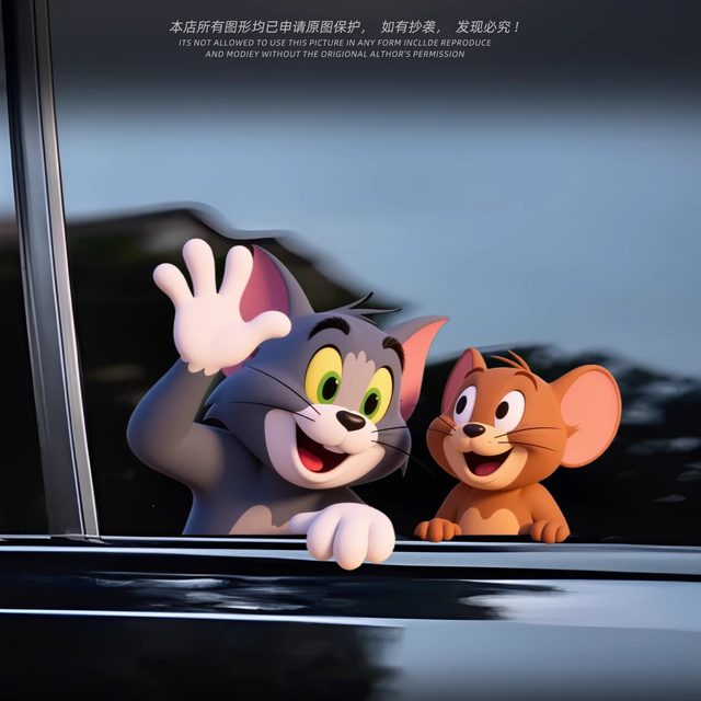 3D three-dimensional cat and mouse cartoon cute sticker car window glass waterproof decorative sticker body scratches mask sticker