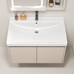 Small-Sized Thickened Honeycomb Aluminum Bathroom Cabinet Set with Integrated Ceramic Washbasin for Home Use, 40cm