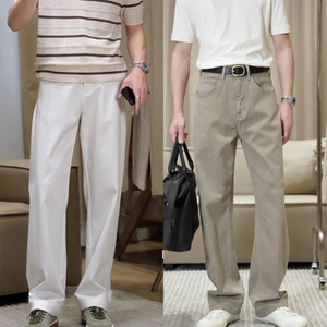 
Spring men's commuting clean version relaxed jeans simple style straight casual pants daily versatile drape trousers
