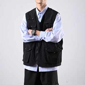 Harajuku Fan-Energy V-neck Vest Vest Men's Summer Clothes Casual Loose Sleeveless Vest Jacket