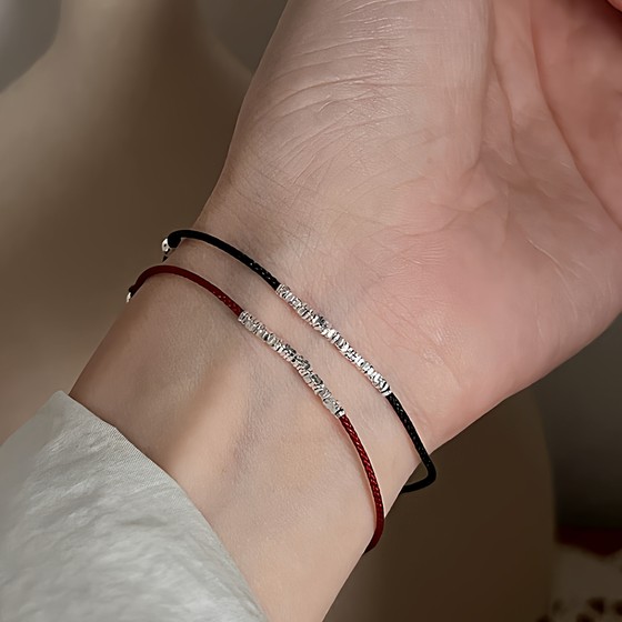 
Niche design sense of birth year broken silver red rope bracelet for women, simple and versatile, non-fading, exquisite braided rope anklet