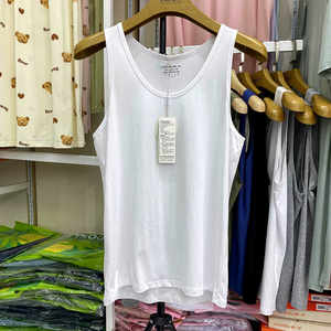 
New step men's vest green pine comfortable modal cotton fabric solid color round neck sweat sweat-absorbent men's underwear