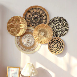 Bohemian Style Guesthouse Handmade Straw and Rattan Wall Decorations for Living Room and Dining Room Wall Decoration Background Wall