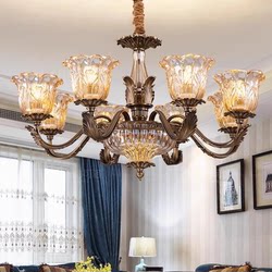 American All-Copper Chandelier, European-Style Luxury Living Room Lamp, Dining Room Bedroom Lamp, Simple Study Room, Retro High-End Lamps