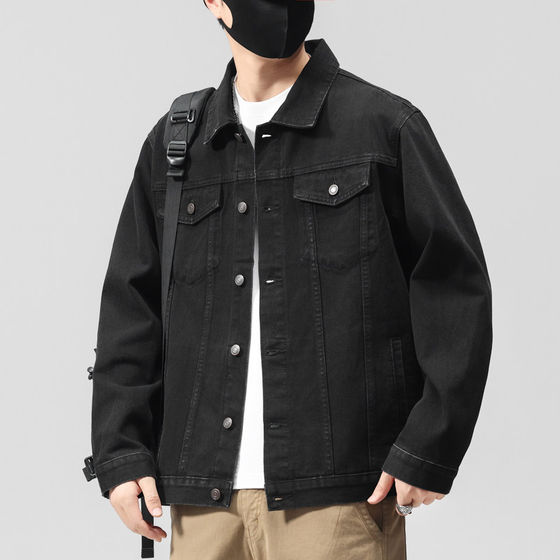 
Denim jacket for men, teenagers, men's clothing, autumn and winter trendy brand tops, letter printed denim clothes, student denim jackets