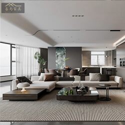 Hotel Club Lobby Reception L-Shaped Corner Sofa Sales Office Model Room Large Flat-Floor Home Living Room Sofa