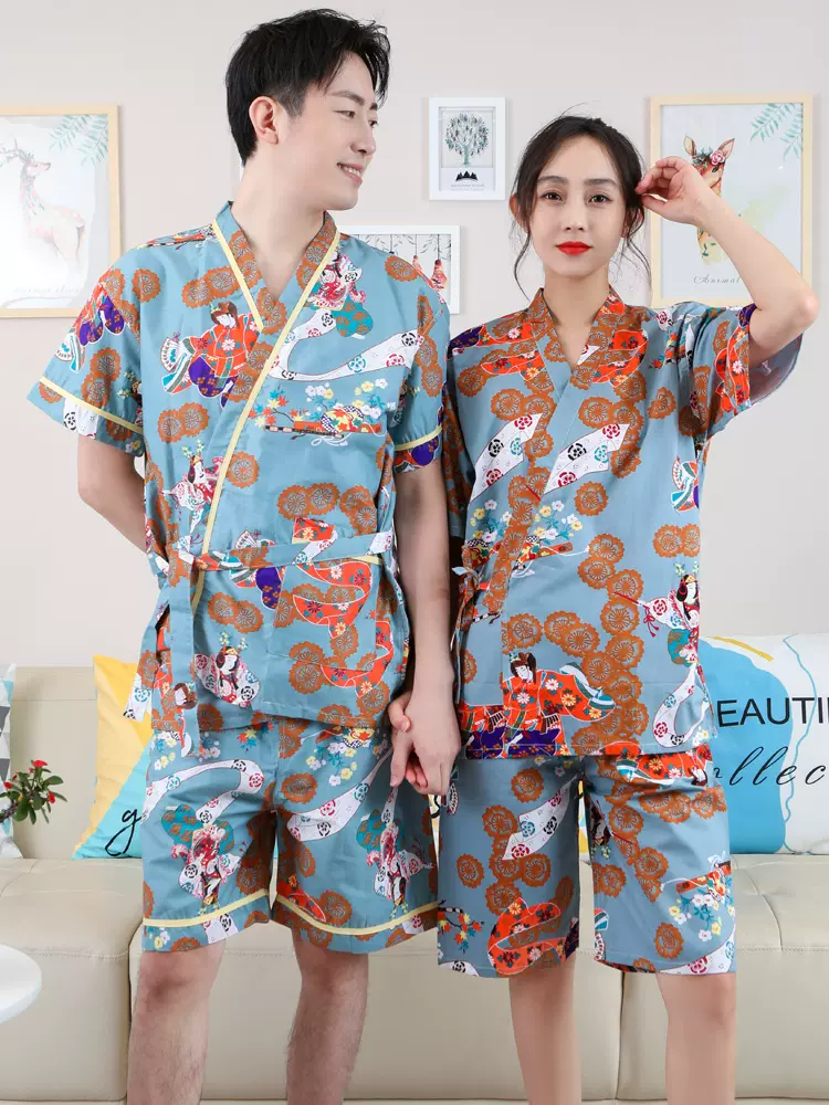 汗蒸服男套头浴衣汗蒸女衣服情侣纯棉布大码加肥高档浴服-Taobao Vietnam