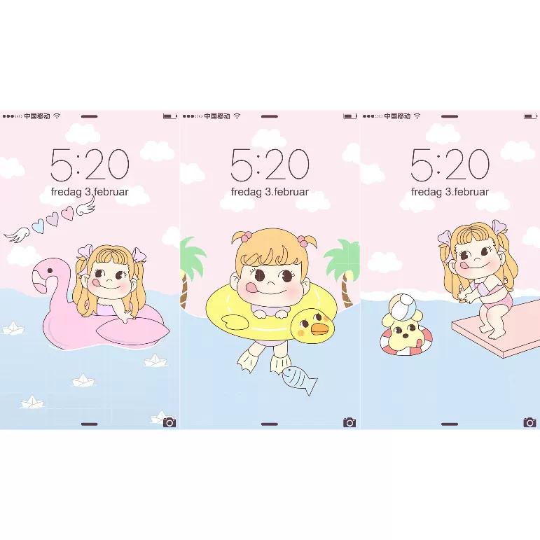 陳先森148超可愛不二家牛奶妹夏日玩水自畫高清手機壁紙ai素材