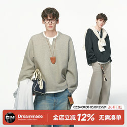 Dream Made American-Style Fake Two-Piece V-Neck Sweatshirt for Men, New Heavy-Duty Spring and Autumn Men's Inner Wear Without Hood
