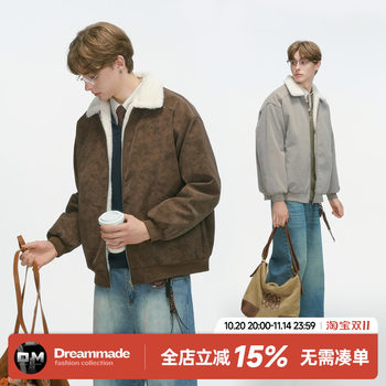 
Dream made American Barn style lamb velvet PU leather cotton coat men's winter thickened warm workwear cotton coat