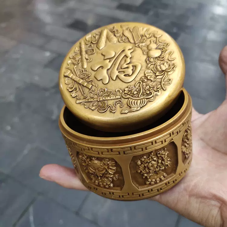 铜器 香炉 三足象耳三面狮头香炉 香道具 工艺品 美术品