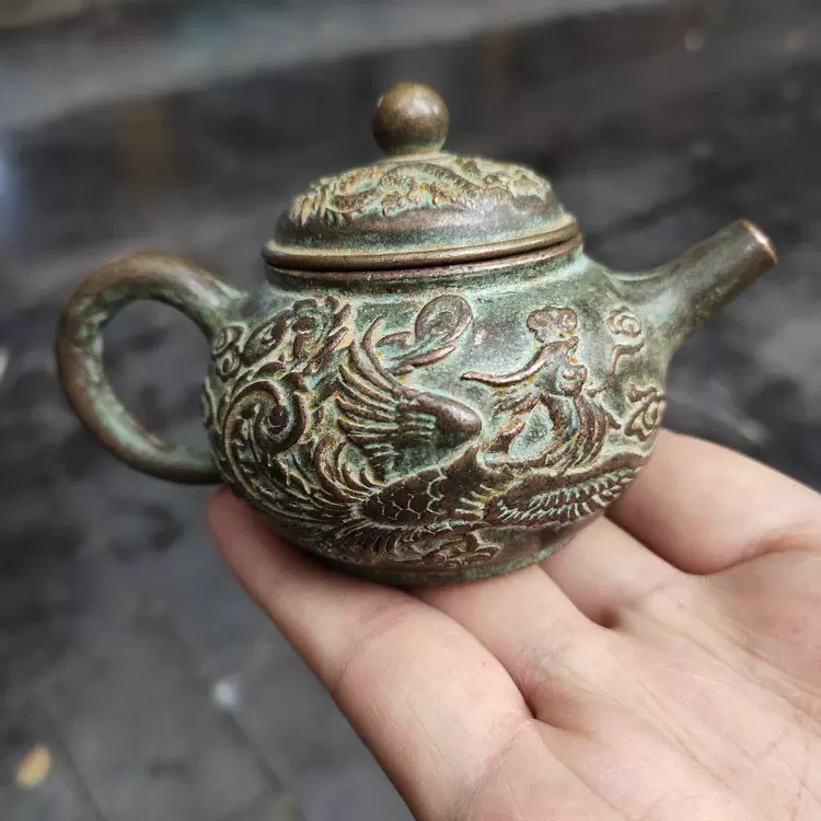 铜器 香炉 三足象耳三面狮头香炉 香道具 工艺品 美术品 摆件