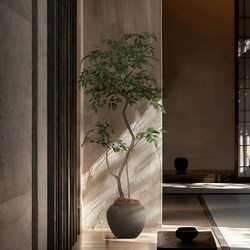 Simulated Green Plants, Indoor Artificial Trees, High-End Light Luxury Banyan Trees, Bionic Plants, Wabi-Sabi Style Floor-Standing Potted Plants, Decorative Ornaments