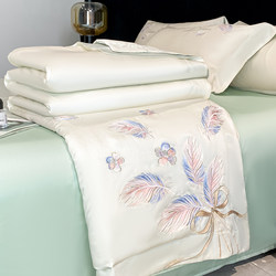 Summer Washable Tencel Summer Quilt Four-Piece Set, Single/Double Ice Silk Air-Conditioning Quilt, Machine Washable, Cool Feeling for Sleeping Naked, Summer Quilt Set of Four