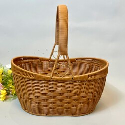 Handmade Imitation Rattan Woven Basket, Picnic Basket, Egg Basket, Mushroom Picking Basket, Fruit Picking Basket, Gift Basket, Shopping Basket, Grocery Basket