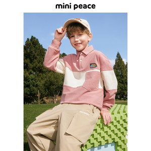 
MINIPEACE Peacebird Children's Clothing Boys POLO shirt Children's spliced ​​long-sleeved T-shirt Large back picture Spring clothing new trend
