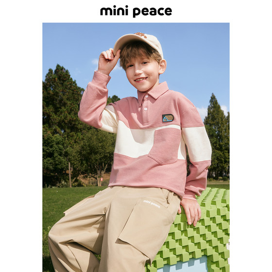 
MINIPEACE Peacebird Children's Clothing Boys POLO shirt Children's spliced ​​long-sleeved T-shirt Large back picture Spring clothing new trend
